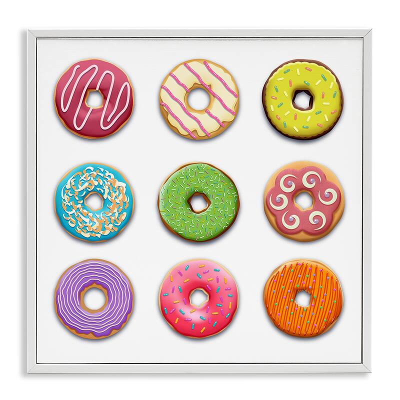 Stupell Colorful Mixed Donuts Framed Giclee Art Design By Marcus Prime - 24 x 24 - White