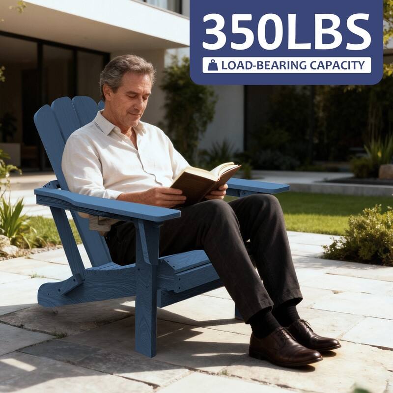 Domi Folding Adirondack Chair,Wooden Textured with Cup Holder,HDPE