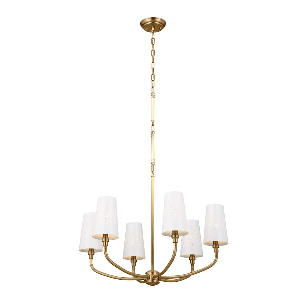 Kichler Lighting Adeena 26.75-in 6-Light Brushed Natural Brass Chandelier - 26.75