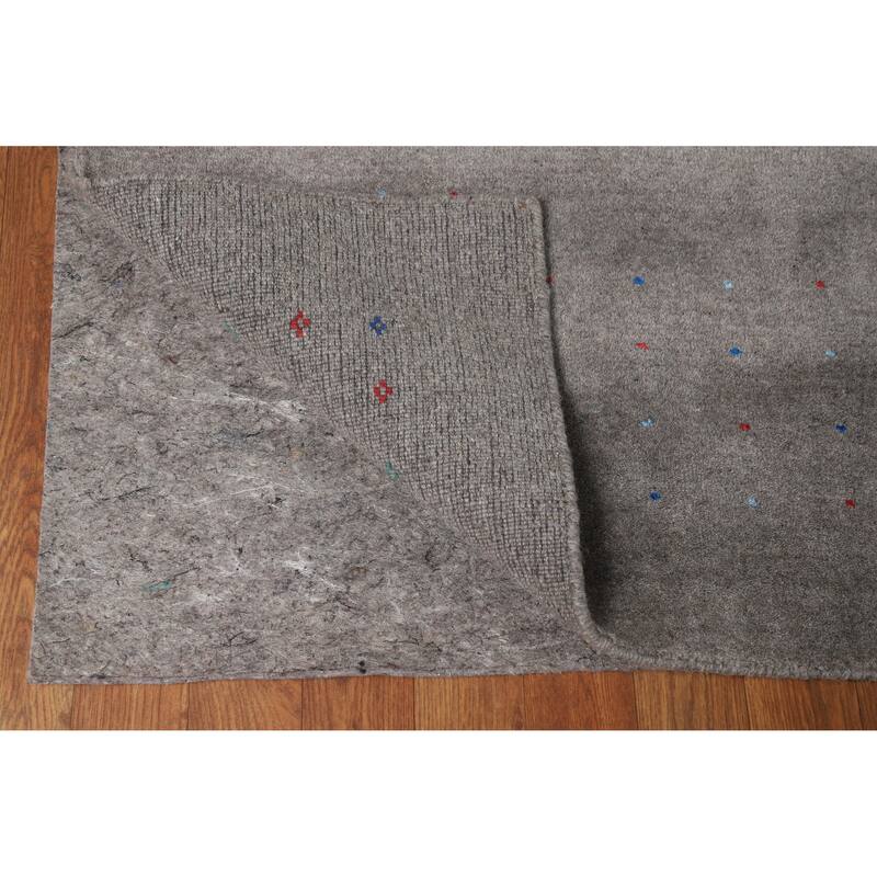 Hand Knotted Oriental 100% Wool Carpet Tribal Tribal Greys & Charcoal Gabbeh Area Rug - 12' 0'' X 9' 1''