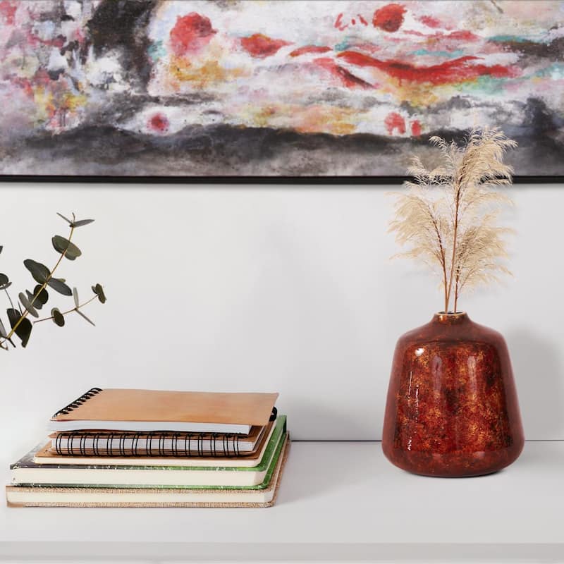 Sharma Crimson Gold Slanted Vase- Medium