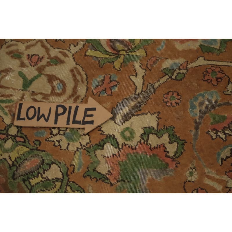 Hand Knotted Oriental 100% Wool Carpet Traditional Floral Oranges & Rust Tabriz Area Rug - 12' 10'' X 9' 9''