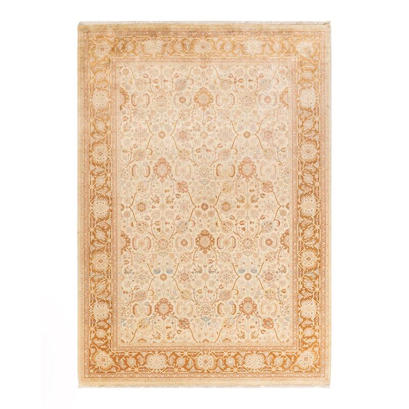 Overton Hand Knotted Wool Traditional Oriental Ivory Area Rug - 6' x 9' - Ivory - 6' x 9'