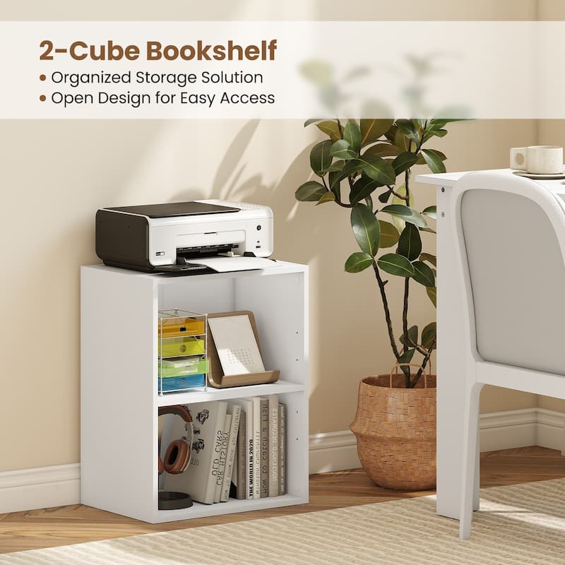 Gymax 2-Cube Bookcase w/ 5-Position Adjustable Shelf Anti-Toppling