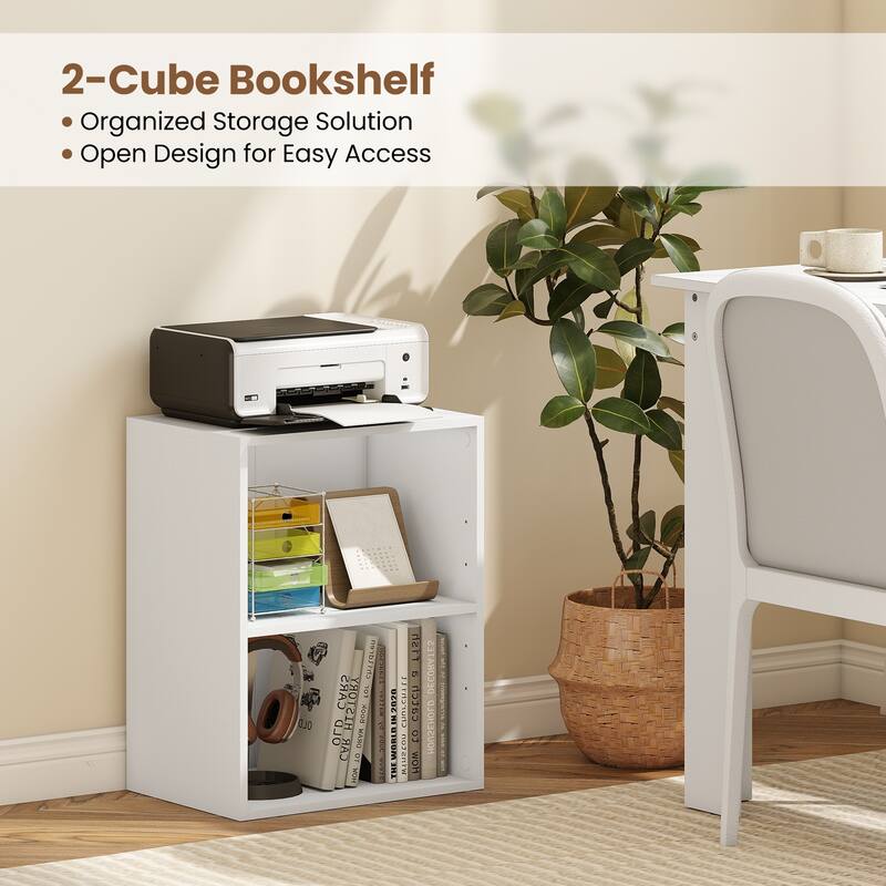 Gymax 2PCS 2-Cube Bookcase w/ 5-Position Adjustable Shelf