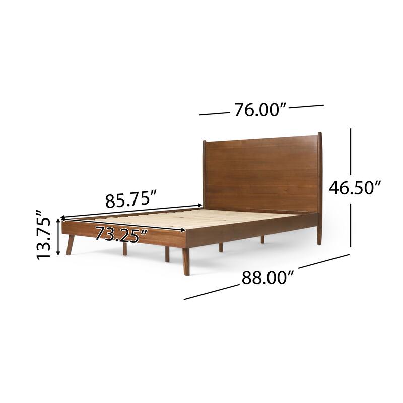 Classic Low Profile Platform Bed Wood Frame Bed Wingback Bed Slat Support Bed