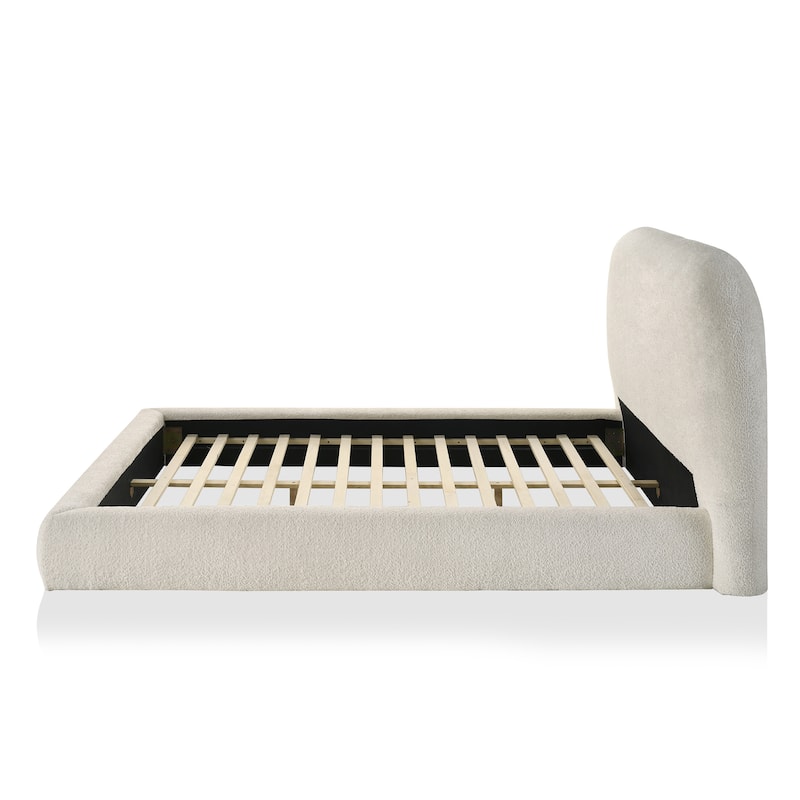 Furniture of America Hyrin Modern Ivory Upholstered Platform Bed