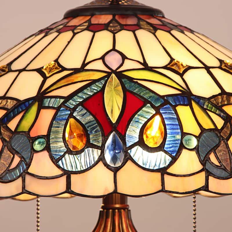Tiffany-Style Victorian Design 2-light Dark Bronze Table Lamp