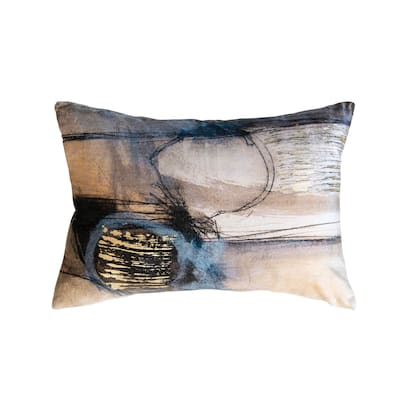 Cotton Velvet Printed Lumbar Pillow with Foil