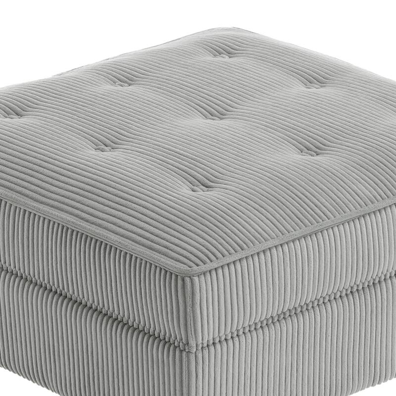 31.78" W Oversized Square Upholstered Storage Ottoman with Wooden Tray