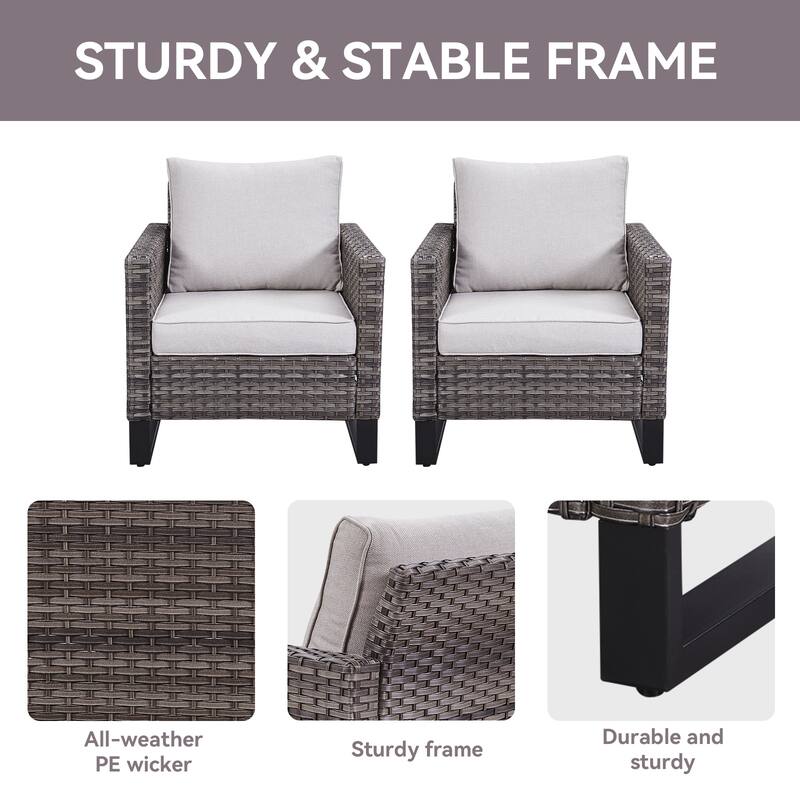 Outdoor Sofa Patio Chairs Ottomans with Fire Table