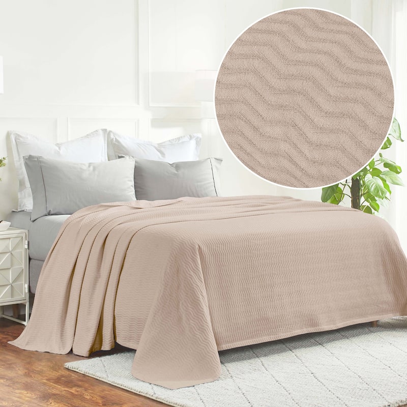 Superior Jena Cotton Textured Chevron Lightweight Woven Blanket - Twin - Khaki