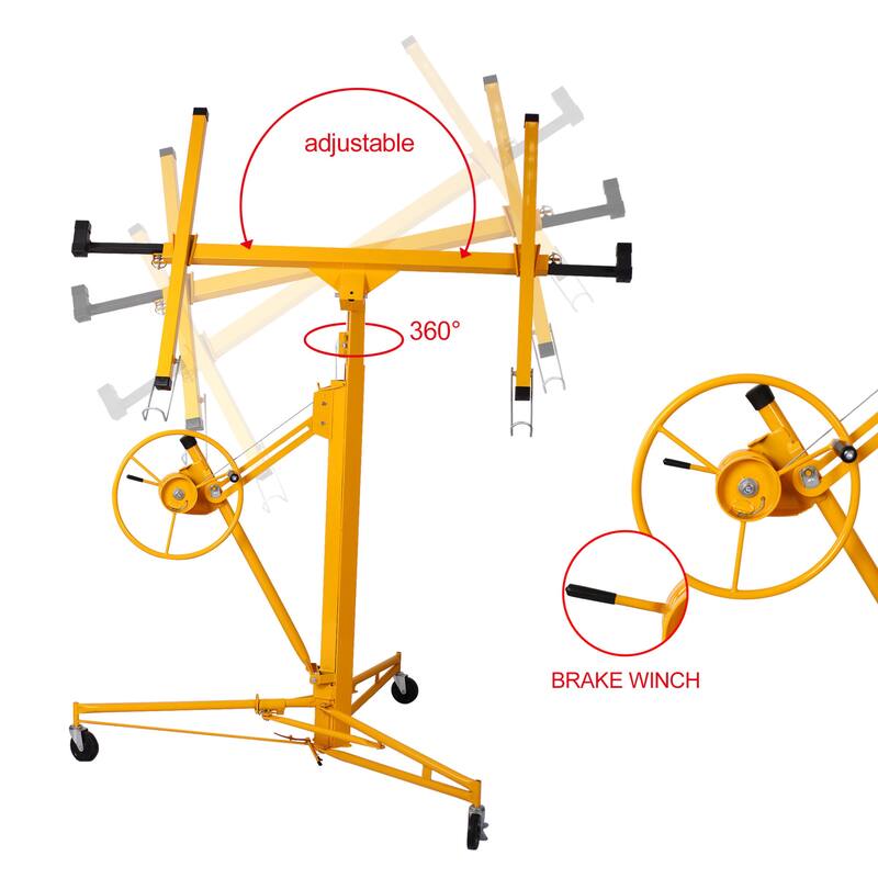 4' x 16' Drywall Panel Lift, Lockable Rolling Caster Ceiling Lift,150Lbs