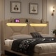 preview thumbnail 2 of 7, Wooden Queen Size Platform Bed with Storage Headboard and RF LED Lights