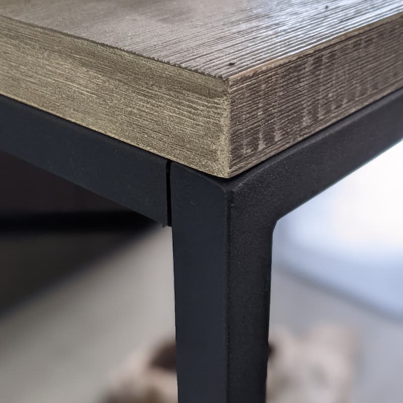 Eccostyle 2-Tier Solid Bamboo Steel Frame End Table - Brushed Brown - 20x20x20