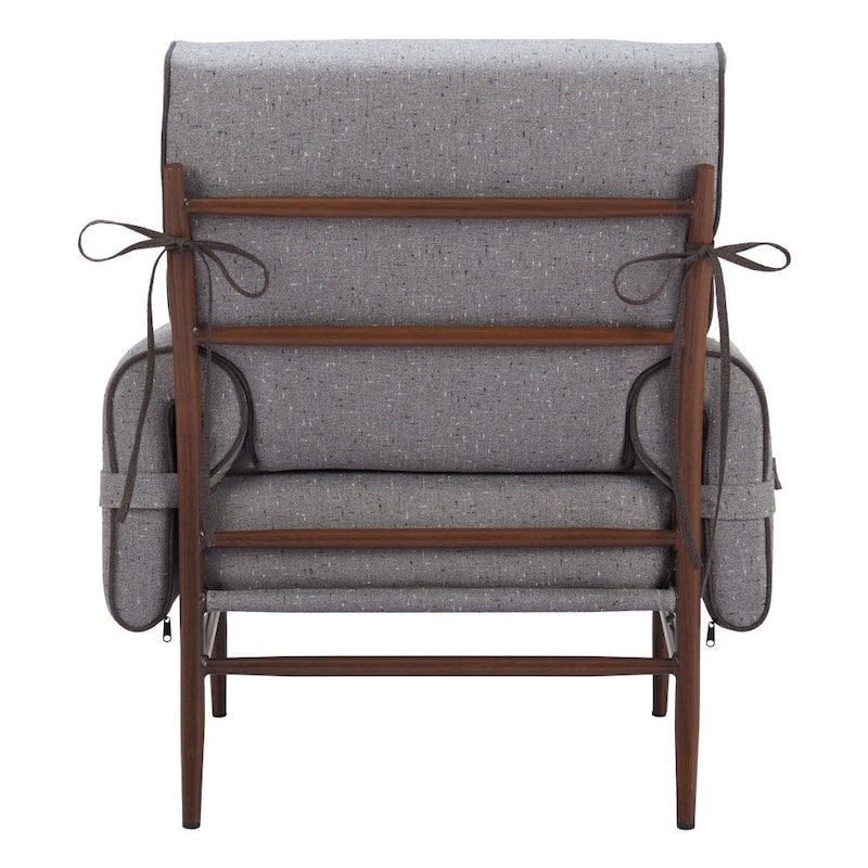 HomeRoots 34" Gray And Brown Upholstered Arm Chair - 34' X '37' X '35