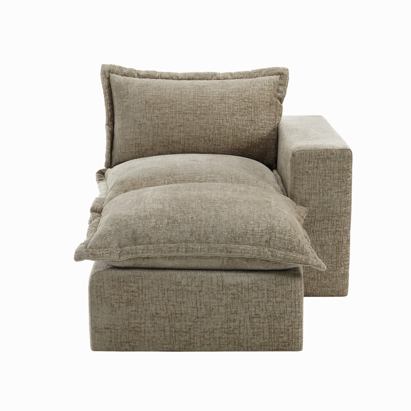 Chenille L-Shaped Modular Sectional Sofa Comfy Cloud Couch For Living Room