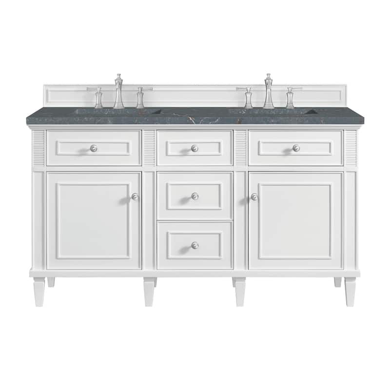 James Martin Vanities 424-V60D-3PBL Lorelai 60" Double Basin Wood - Bright White - Painted