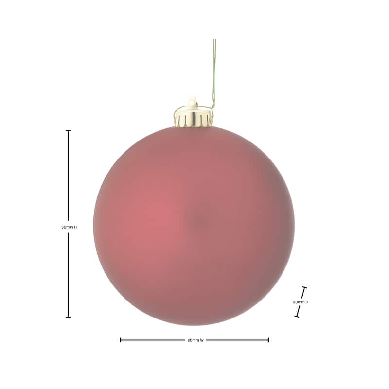 80mm Wired Shatterproof Plastic Matt Ball Ornament Set of 12
