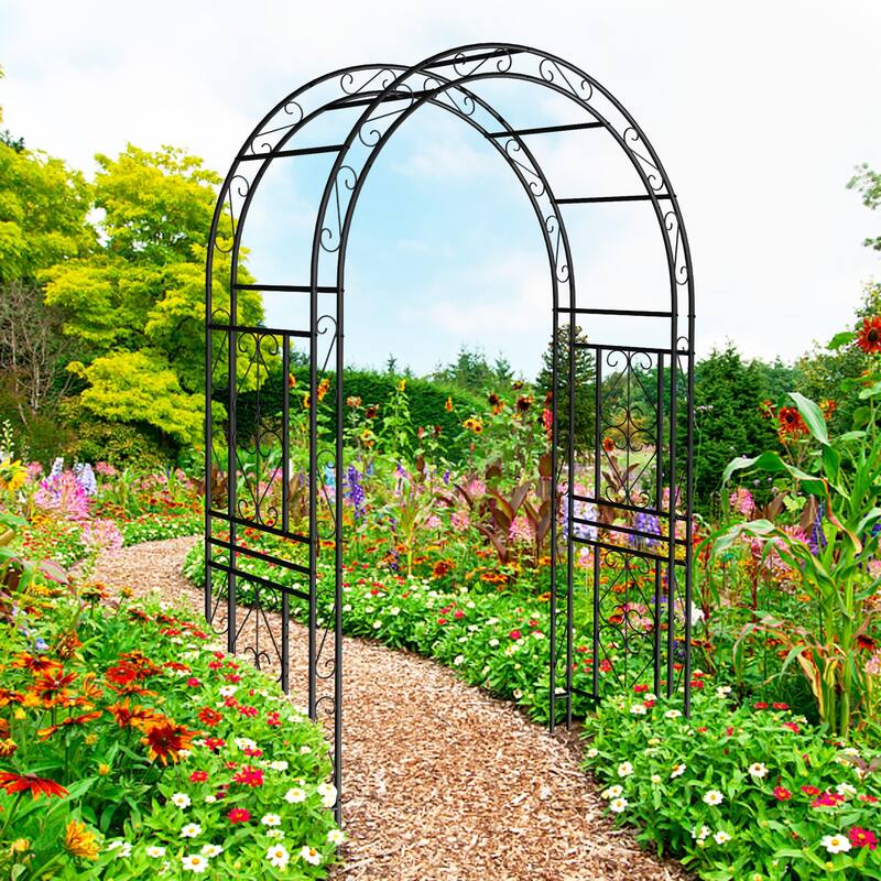 Metal Garden Arch L59'' x W17.71'' x H90.55'' Climbing Plants Support Rose Arch Outdoor
