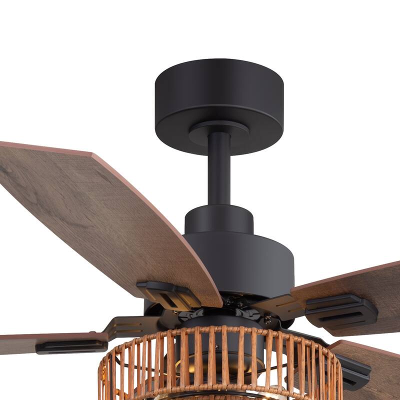 52-inch Farmhouse Ceiling Fan with Light and Remote(5 Reversible Blades）