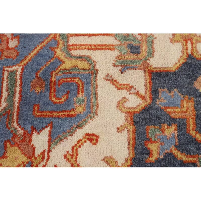 Geometric Heriz Serapi Oriental Area Rug Handmade Wool Carpet - 8'9" X 11'7"