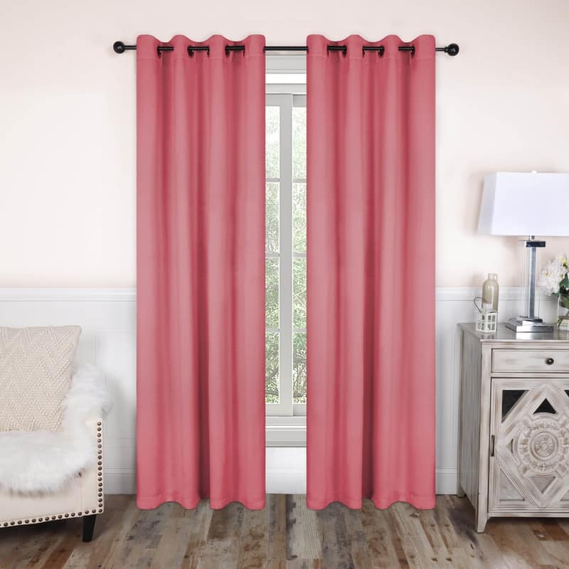 Superior Modern Solid Washable Room Darkening Curtains, Set of 2 Panels - 2PC- 52" x 84" - Pink