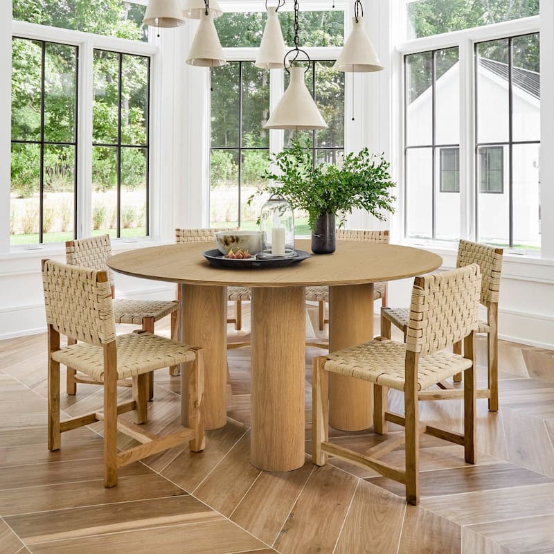 3 Legged 52" Solid Oak Round Dining Table