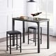 preview thumbnail 1 of 7, VECELO Home Kitchen Counter Dining Table and Chairs Set, Dining Table Set with 2 Stools,3 Piece Counter Height for Kitchen Black - 3-Piece Sets