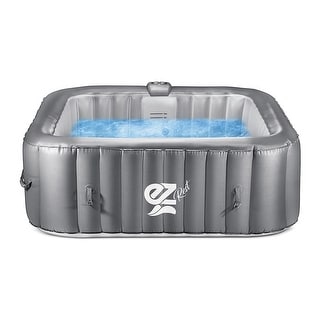 SereneLife Outdoor Portable 4 Person Inflatable Square Hot Tub with ...