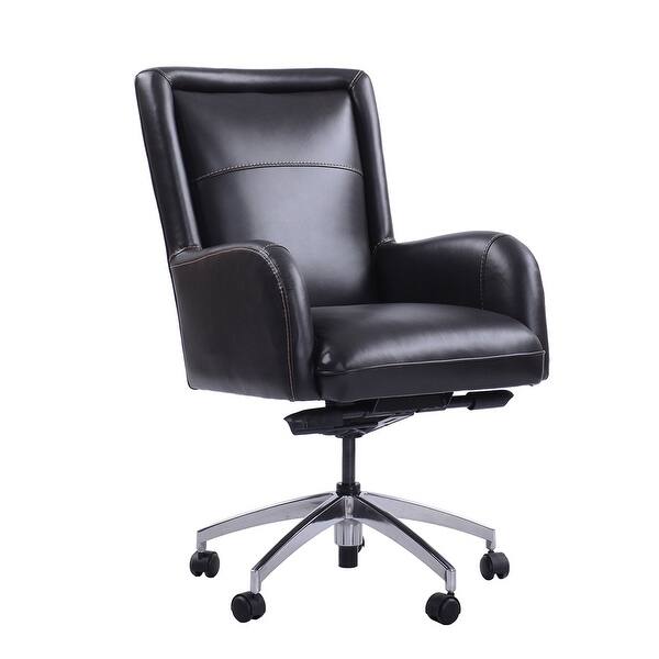 QMax Top Grain Leather Swivel Office Desk Chair with Adjustable Tilt