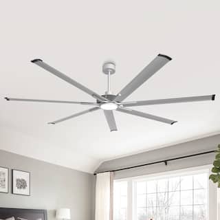 Ceiling Fan Industrial 84" Modern Silver 7-Blade LED Light