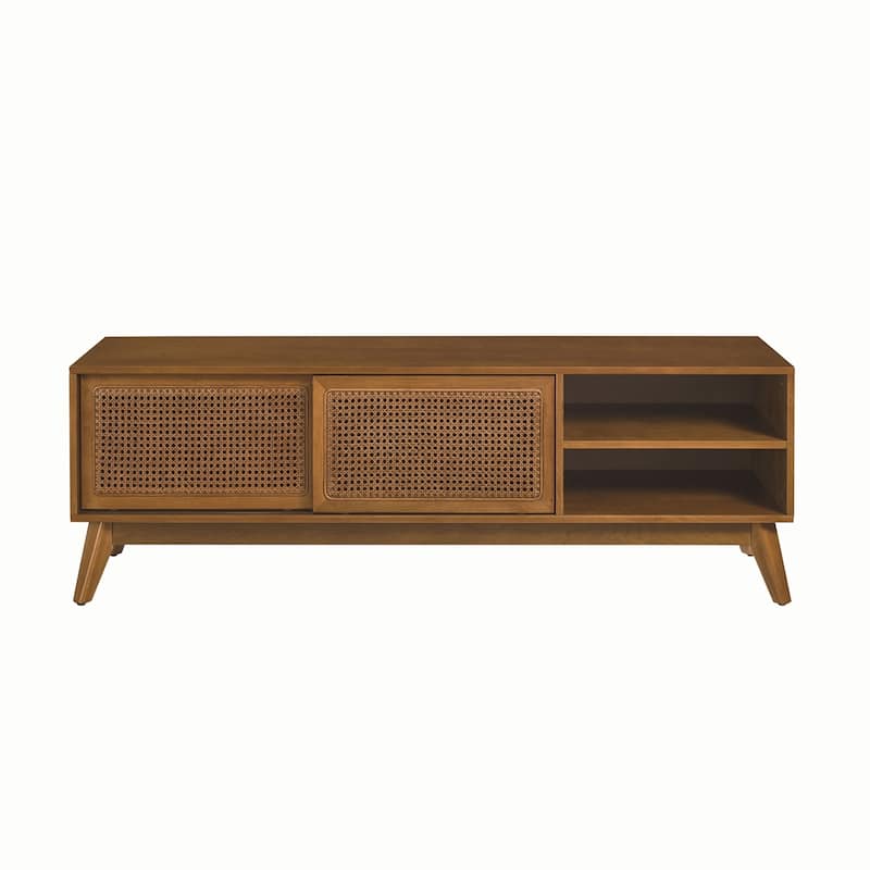 Mid Century Modern Rattan TV Stand,Entertainment Cabinet,Media Console