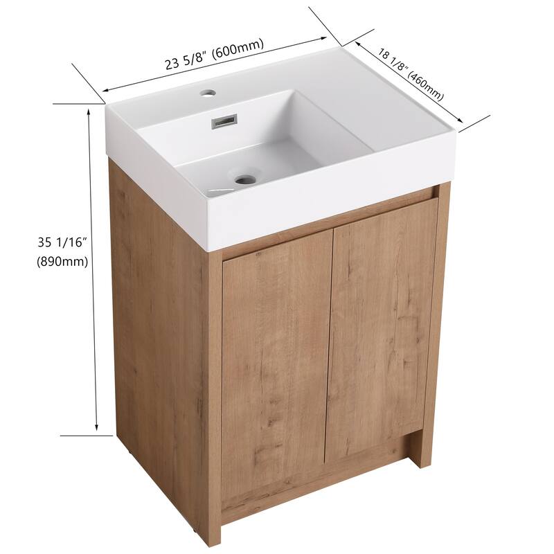 ARTCHIRLY 24/30 Inch Bathroom Vanity with Sink, Freestanding Bathroom Vanity with Soft Close Door and Adjustable Shelf