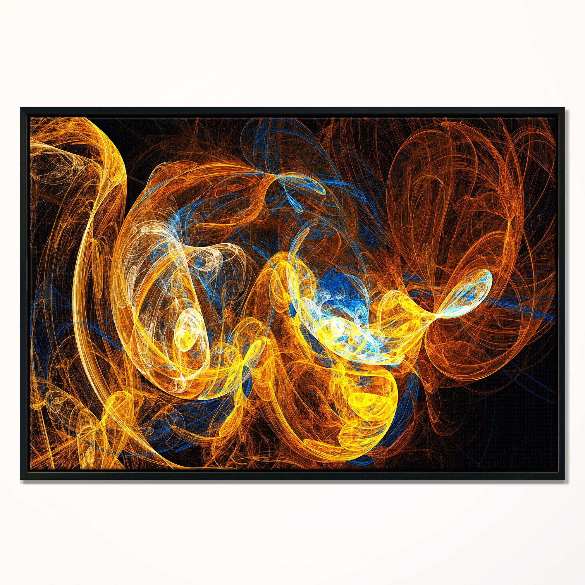 Shop Designart Fractal Smoke Texture Orange Abstract Framed
