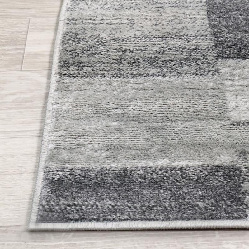 Modern Stripe Color Block Indoor Area Rug or Runner by Superior