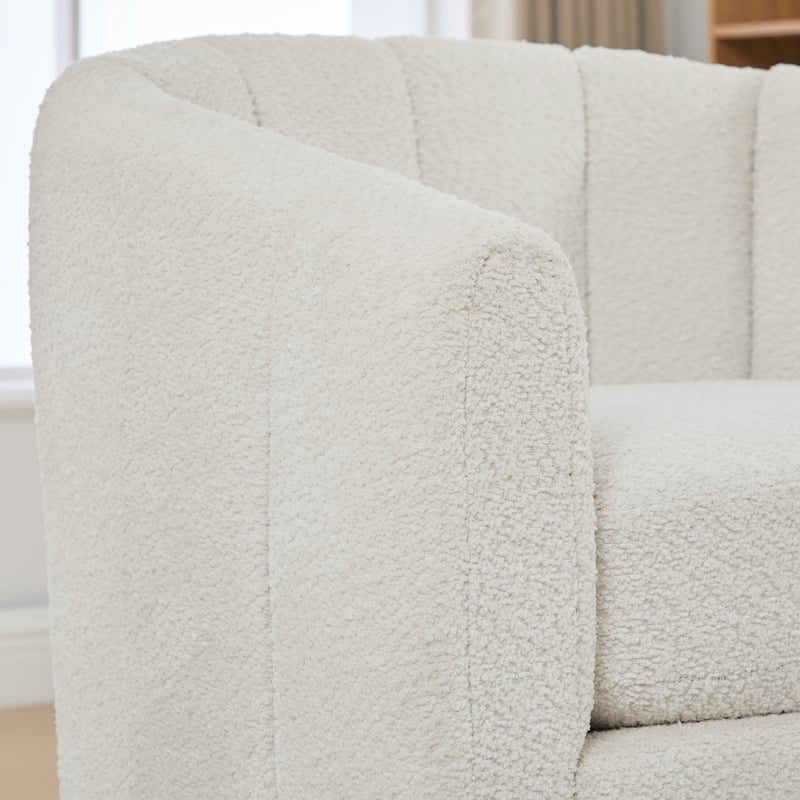 Modern Cushioned Metal Base 360° Swivel Chair, Upholstered Barrel Chair, Club Armchair for Living Room, Family Room, Bedroom