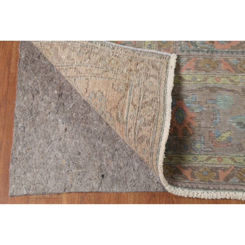 Distressed Gray Tabriz Persian Vintage Area Rug Handmade Wool Carpet - 8'8"x 12'0"