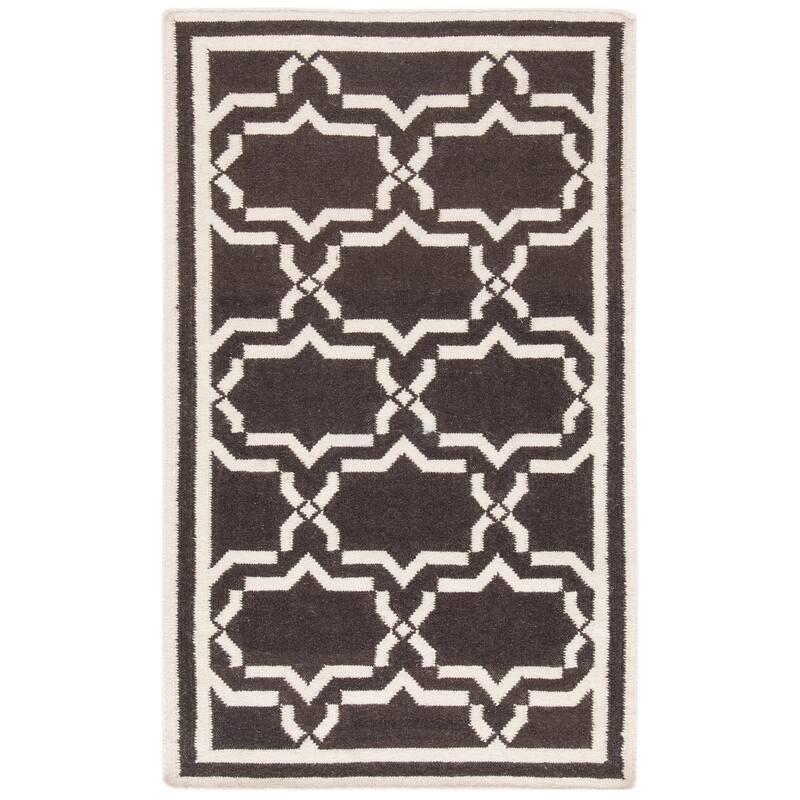 SAFAVIEH Handmade Flatweave Dhurries Everina Modern Moroccan Wool Rug - 3' x 5' - Chocolate/Ivory