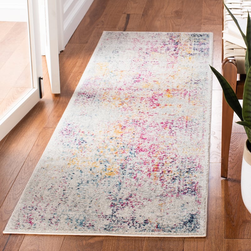 SAFAVIEH Evoke Quinn Vintage Distressed Rug - 2'2" x 7' Runner - Ivory/Fuchsia