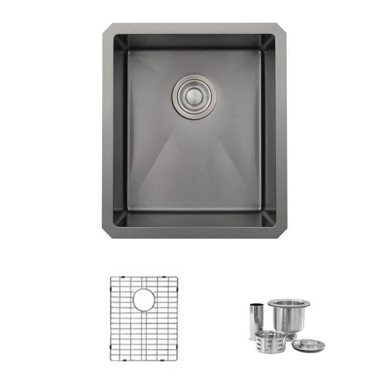 Undermount 16" Graphite Black Single Bowl Kitchen Sink Handmade