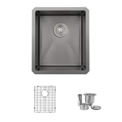 Undermount 16" Graphite Black Single Bowl Kitchen Sink Handmade