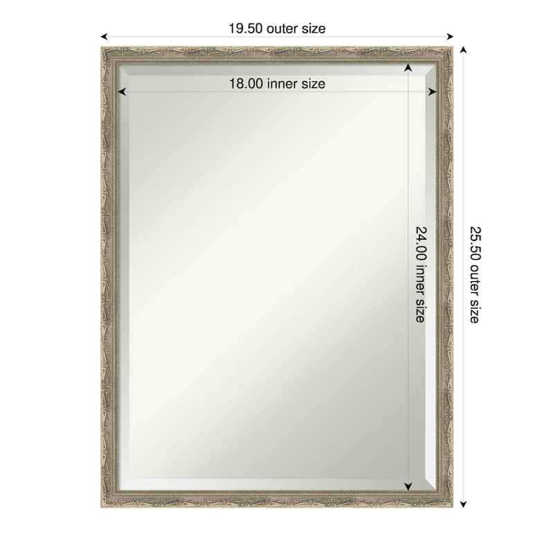Mila Beveled Wood Framed Bathroom Vanity Wall Mirror - 20 x 26 in - Mila Dark Silver