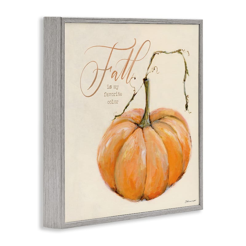 Stupell Fall Is My Favorite Color Orange Pumpkin Seasonal Word Design,12 x 12, Framed Wall Art