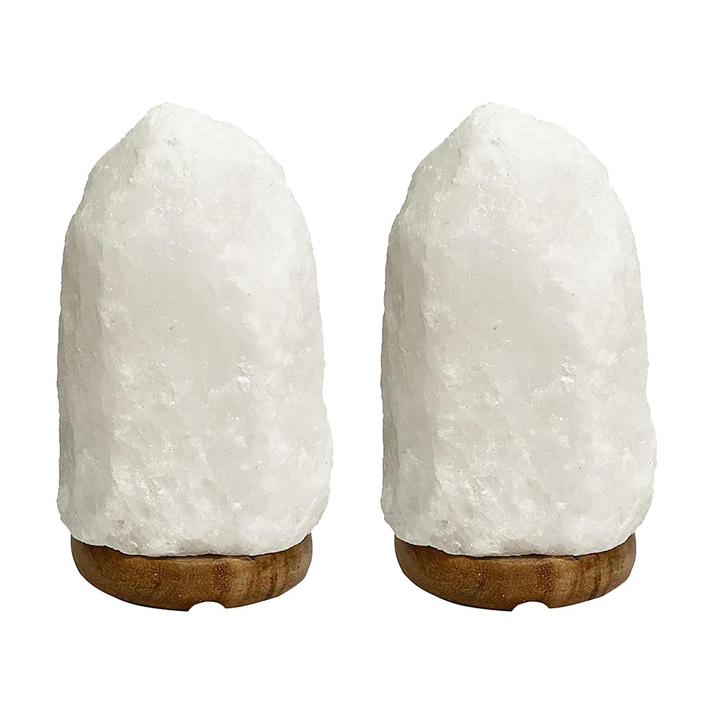 A B Home Himalayan Salt Lamps with Wooden Base White Set of 2