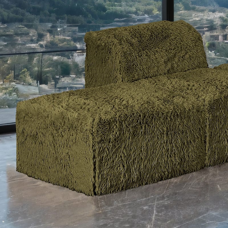 Furniture of America Ylena Modern Faux Fur Foam Modular Compressed Sofa Chair