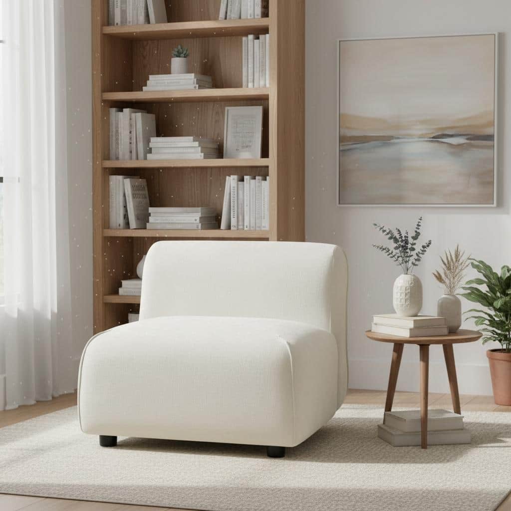 Modern Curved Upholstered Accent Chair - Curved Plush Design for Living Room & Bedroom