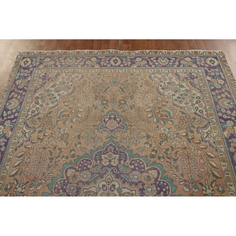 Tabriz Persian Vintage Area Rug Handmade Bedroom Wool Carpet - 6'6"x 9'8"