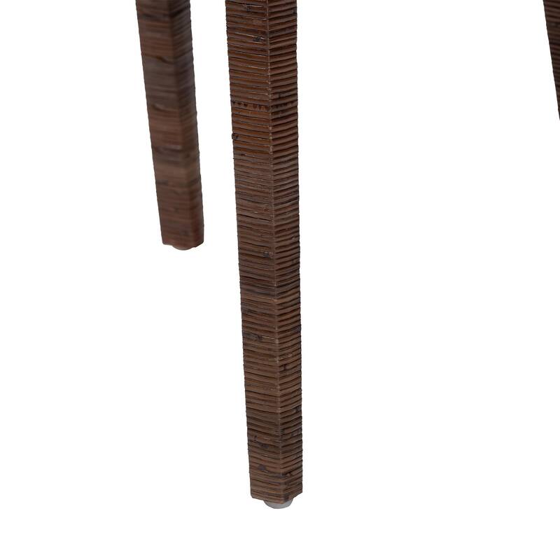 Sofia Rattan Dining Chair with Cushion - Handwoven Wicker Side Chair with Mahogany Wood Frame, Coastal Boho Style Indoor Seating