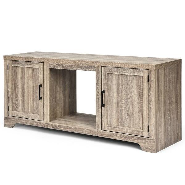 Tv Stand Entertainment Center Console Home Media Storage With 2 Doors Wood On Sale Overstock 30684438 Rustic gray tv stand with middle doors. usd